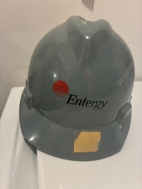 Gray Safety Hard Hat with Red Logo
